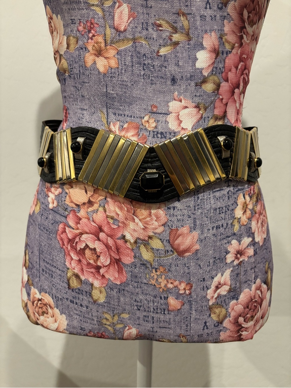 Jose Cotel Black and Gold Metal Sculpted Waist Belt